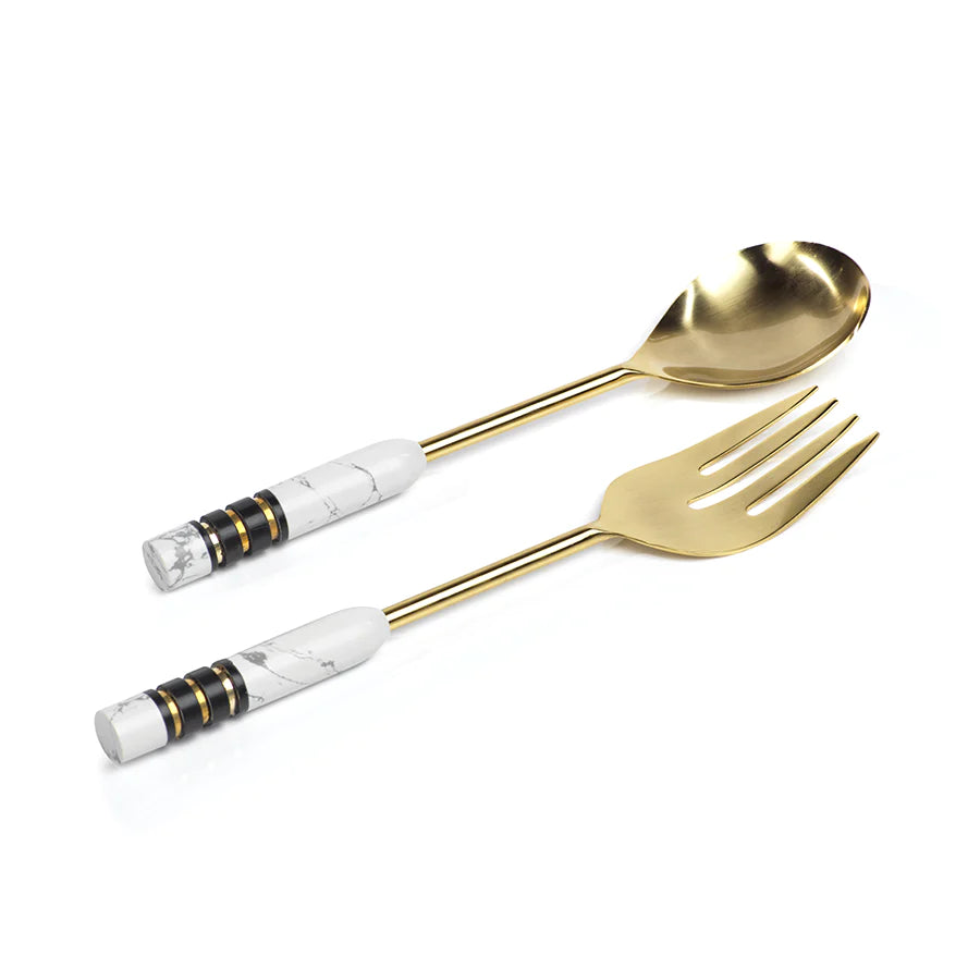 Alana Salad Serving Set - Gold