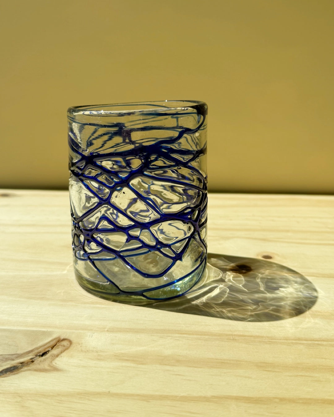 Lena Spiral Rocks Glass - Cobalt Blue - Hand Blown