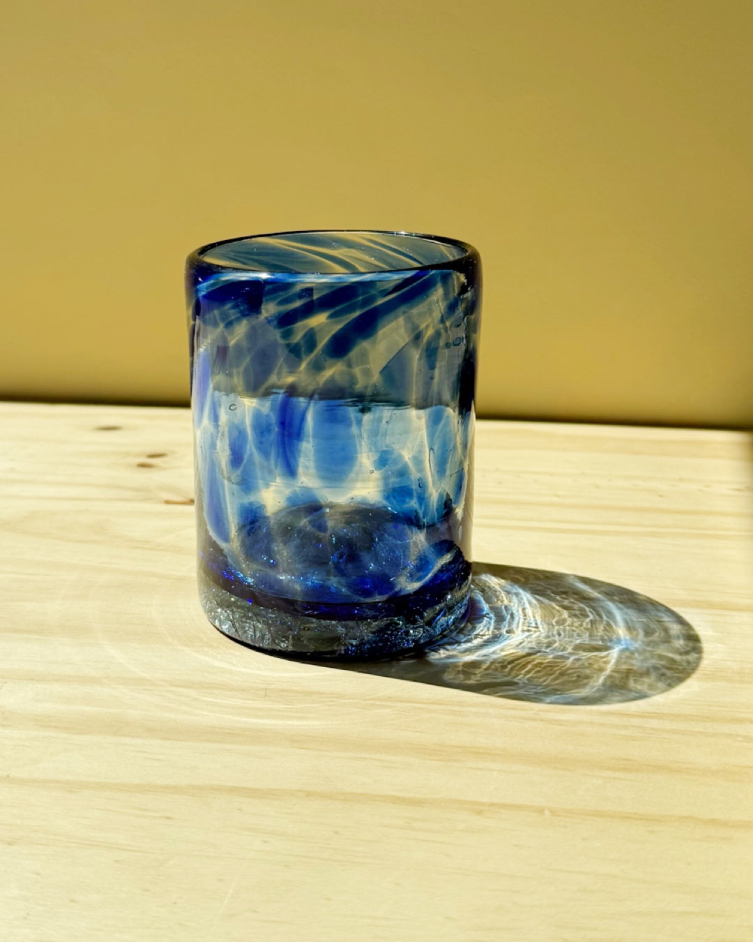 Lena Splatter Water Glass - Cobalt Blue - Hand Blown