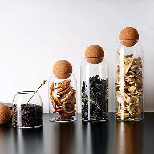 Glass Storage Jar with Cork Lid Ball - Small
