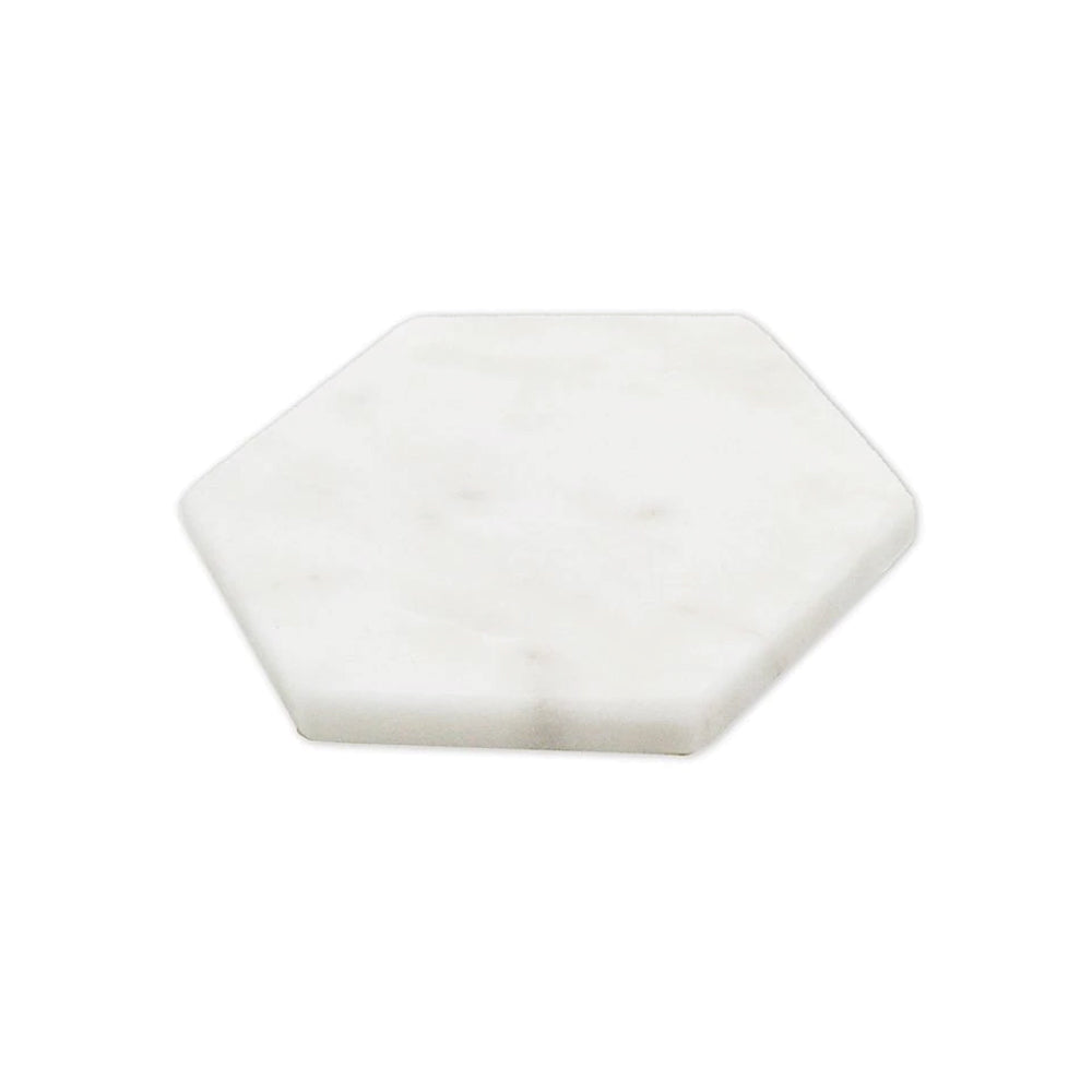 Hexagon Set of Coasters - White Marble