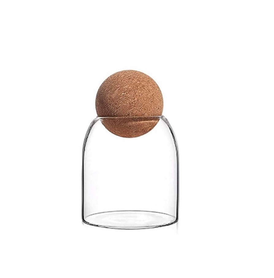 Glass Storage Jar with Cork Lid Ball - Small